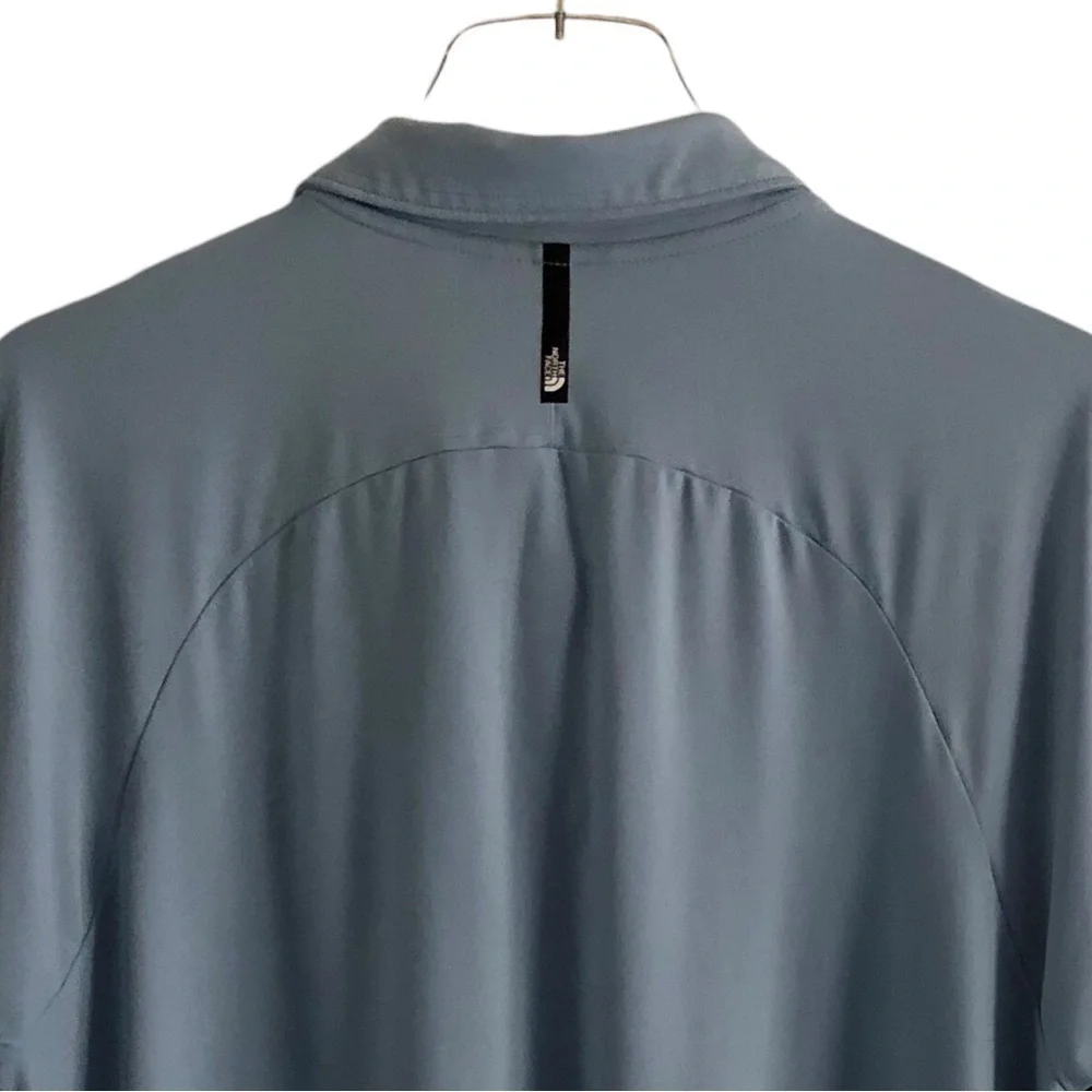 The North Face Mens Polo Shirt Dune Sky Short Sleeve Steel Blue Large